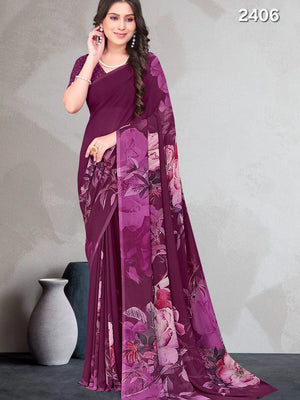 2406 Very Soft Georgette Flower Print Saree