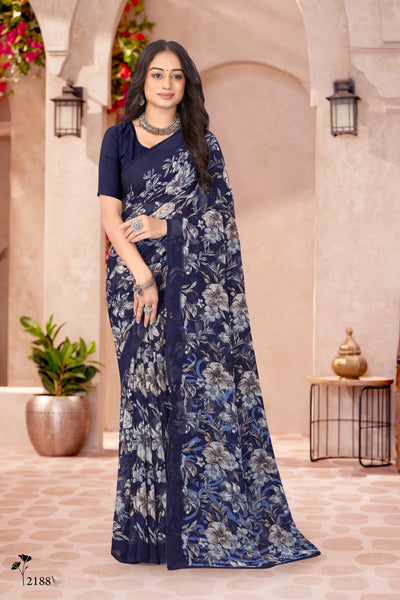 2188 Very Heavy Georgette Flower Print Saree