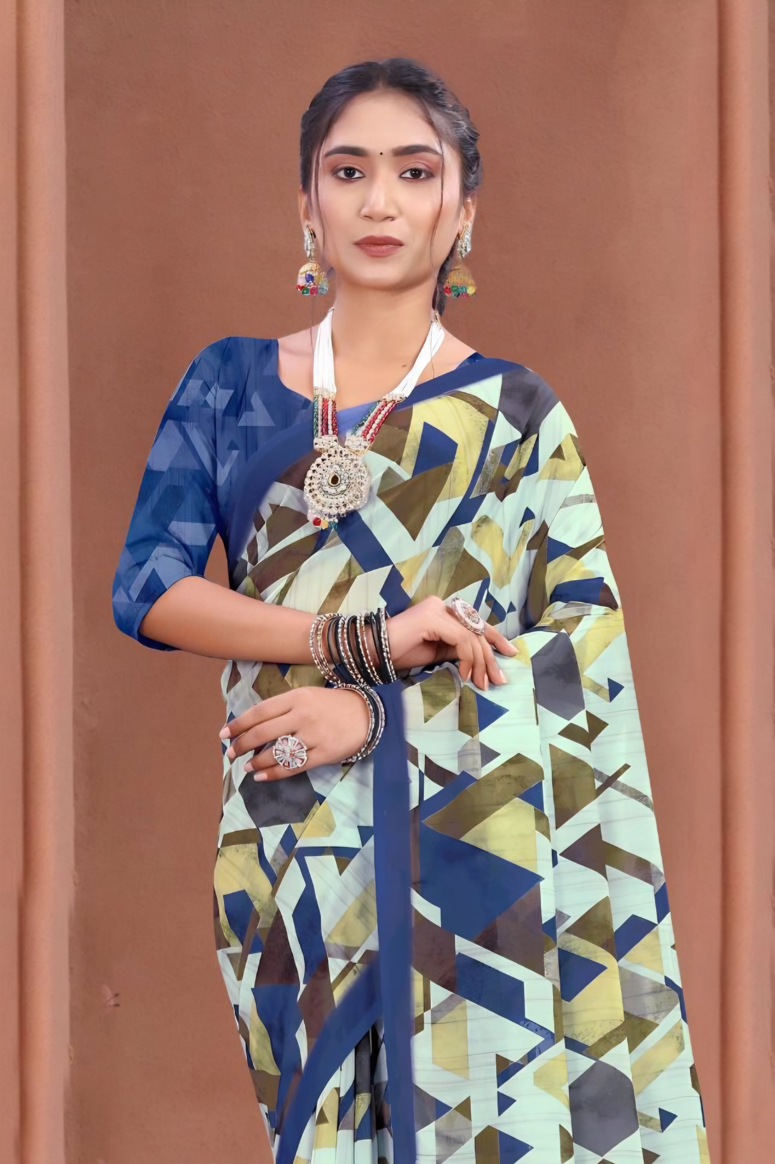 102911 Chitra Special Digital Print Georgette Crepe Saree