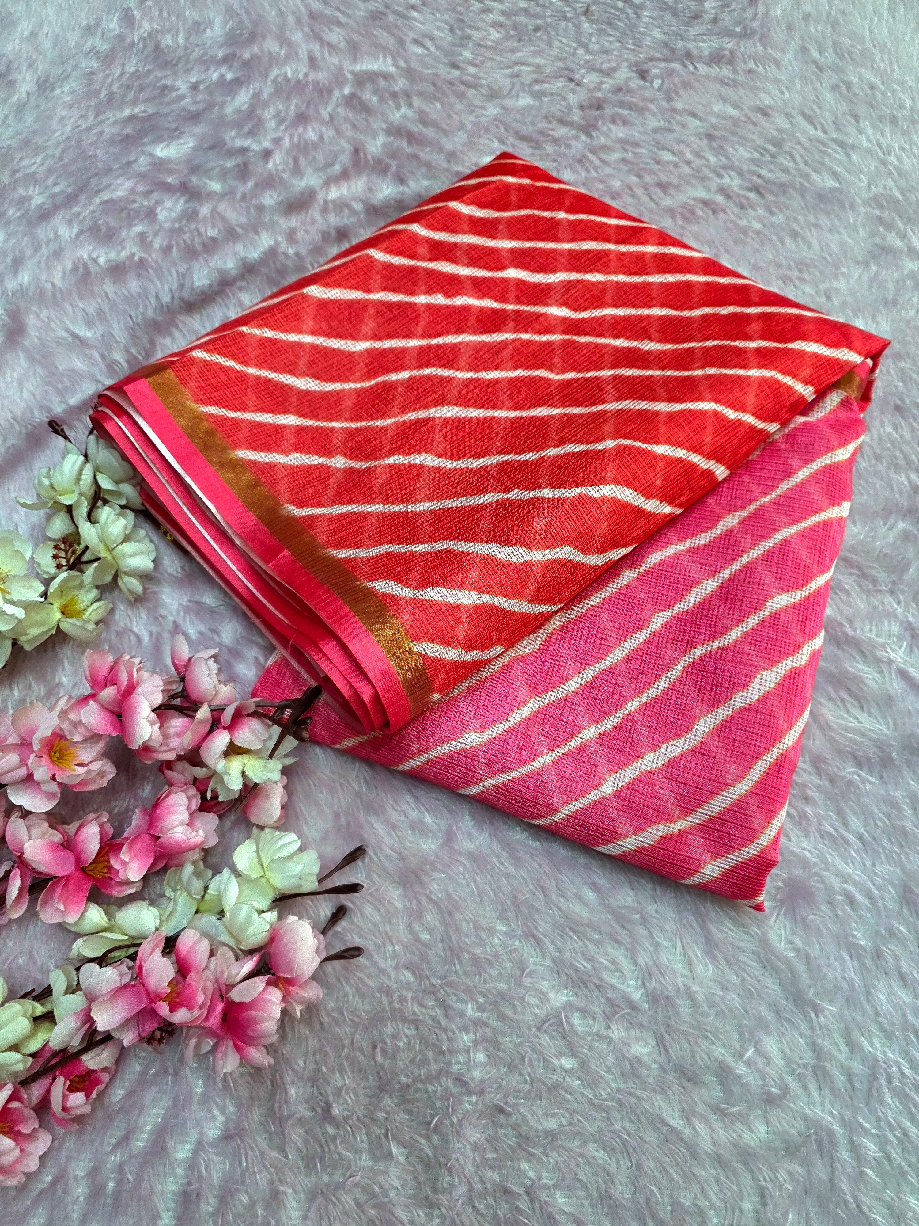 CA0829 Very Light Weight Shaded Kota Doria Silk Lehriya Saree