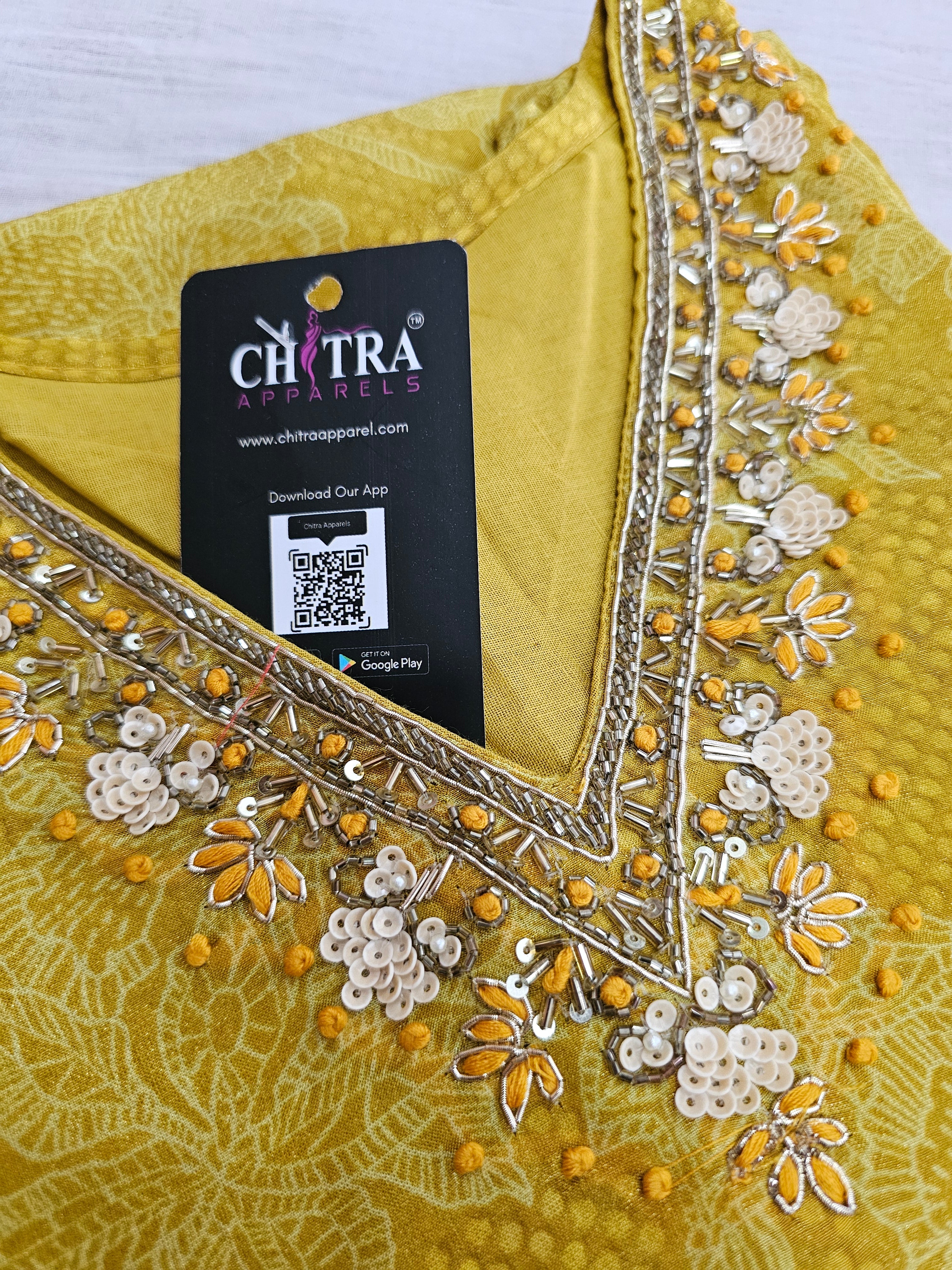 691004 Pure Chinon Simer Silk Kurti with Dupatta And Pant