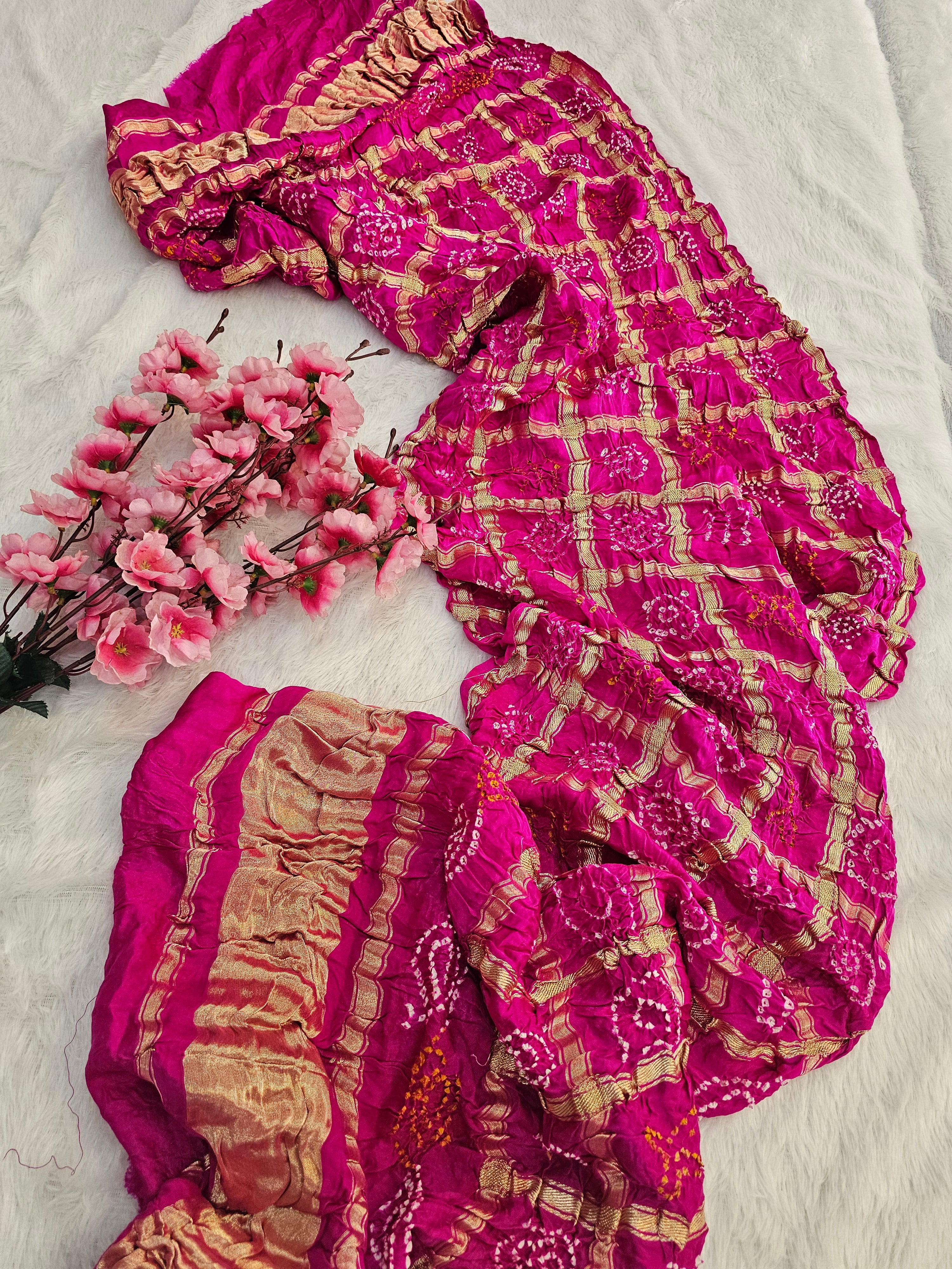 9615 Chitra Special Gajji Silk Bandhani Dupatta rani
