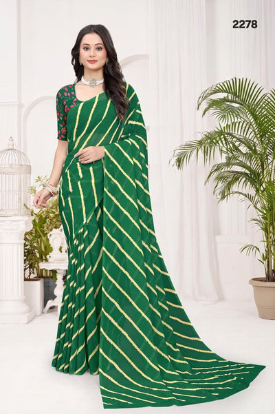 2278 Rajasthani Lehriya Green Italian Crepe Silk Saree