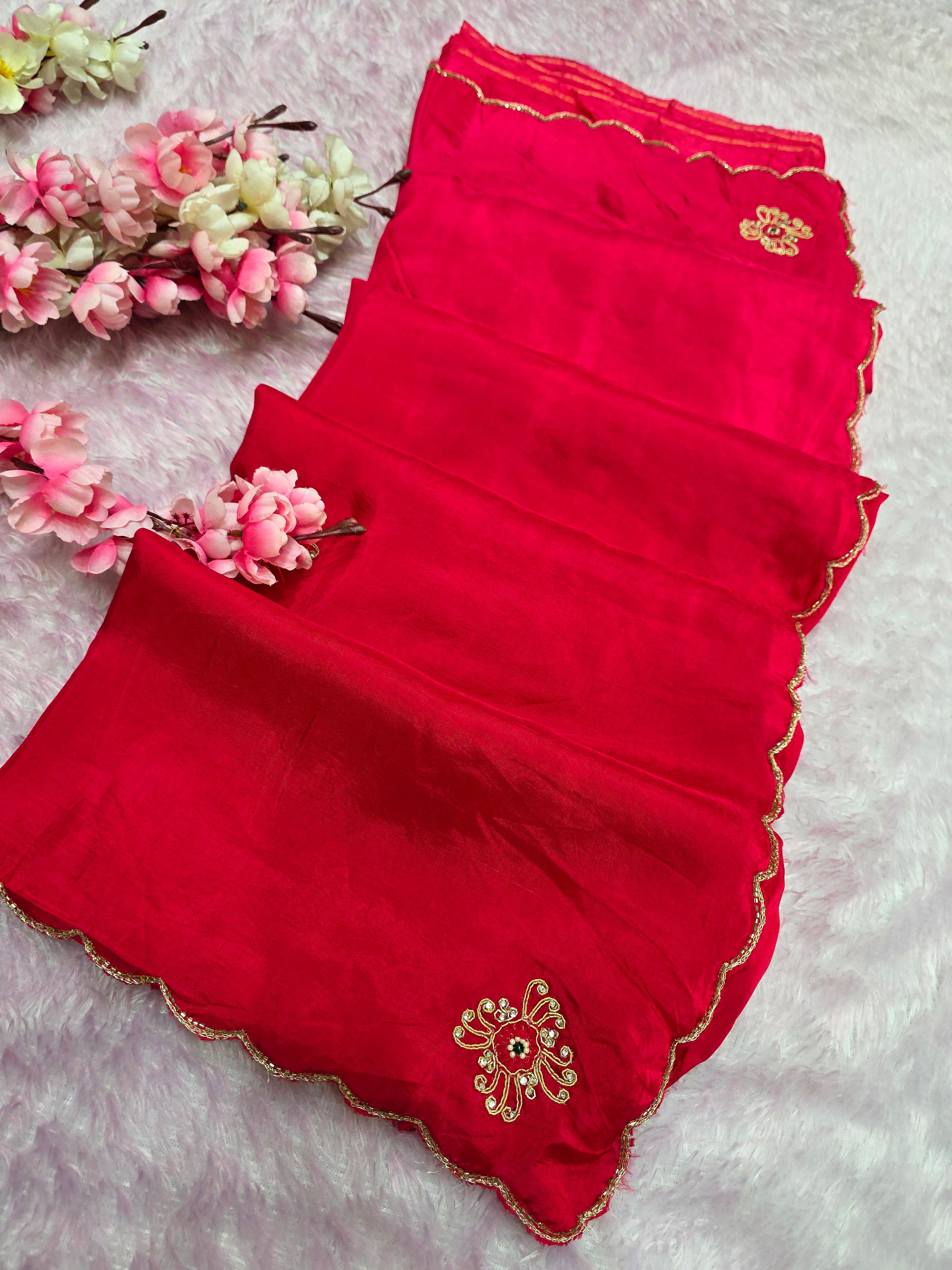 987001 Designer Pure H.O. Silk Traditional Rajasthani Saree with Hand Work Saree