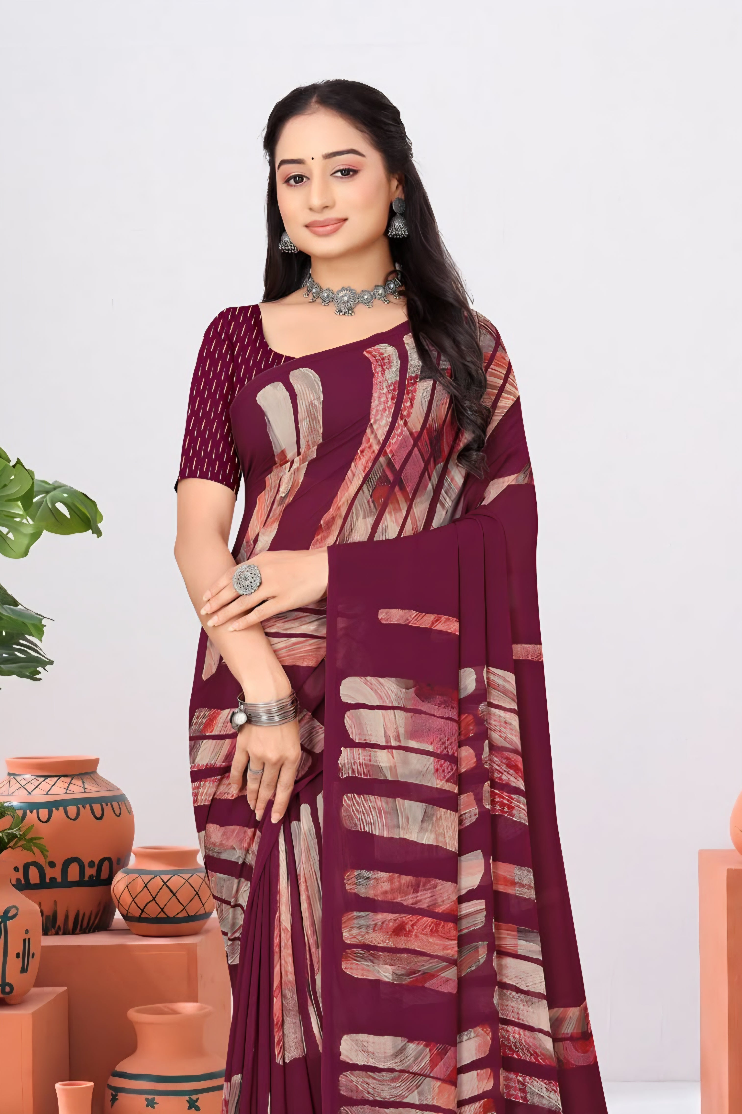 2270 Very Soft Georgette Flower Print Saree