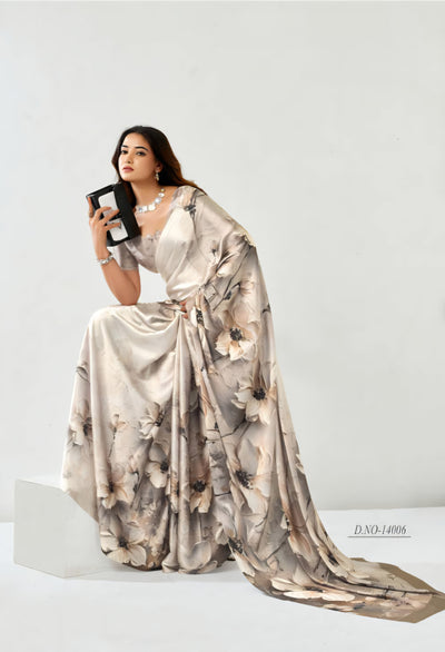 101304 Bollywood Style Digital Print Soft Italian Crepe Silk Saree