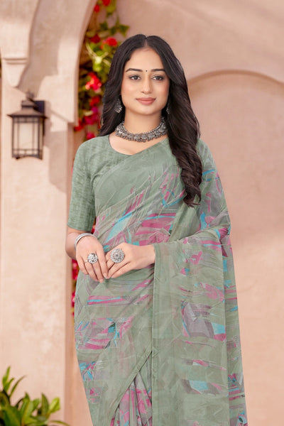 2190 Very Heavy Georgette Flower Print Saree