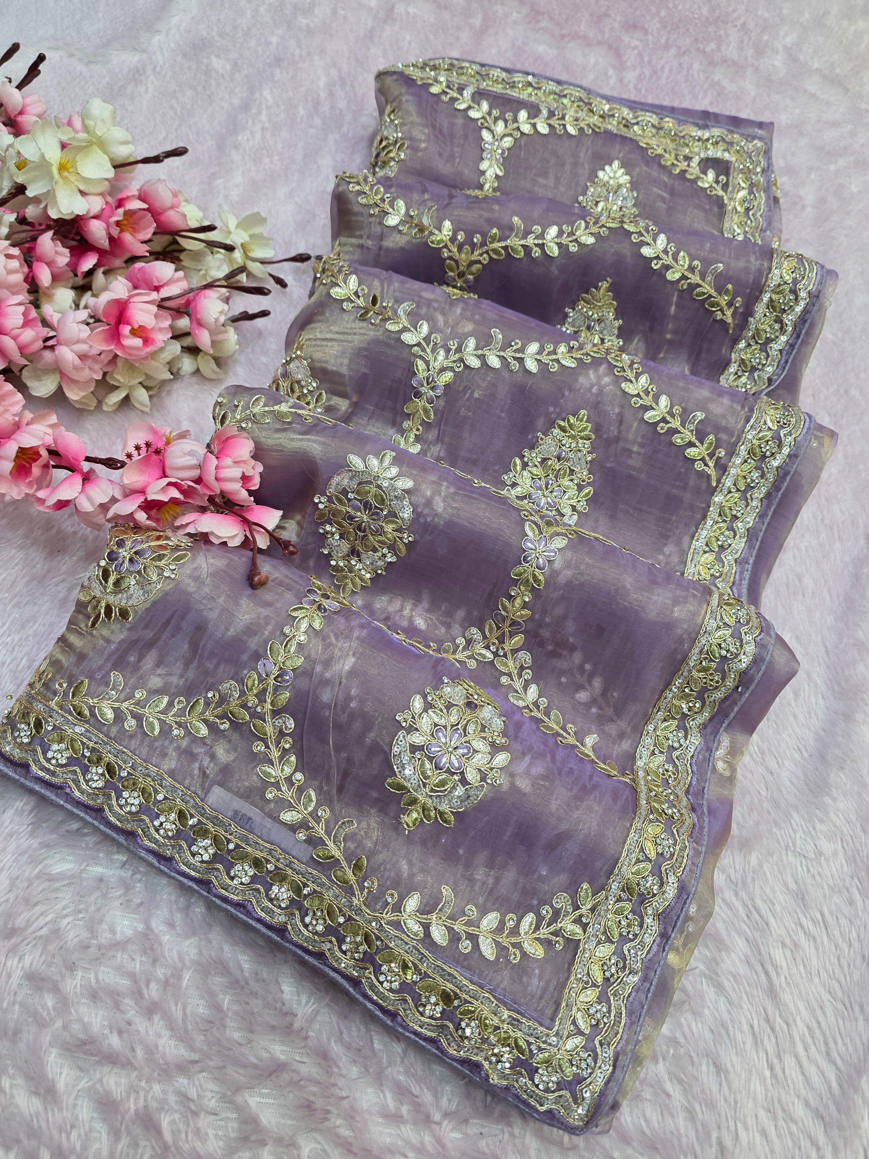 1903 Traditional and Stylish Tissue Silk Purple Color Saree with Gota Patti and Sequence Work