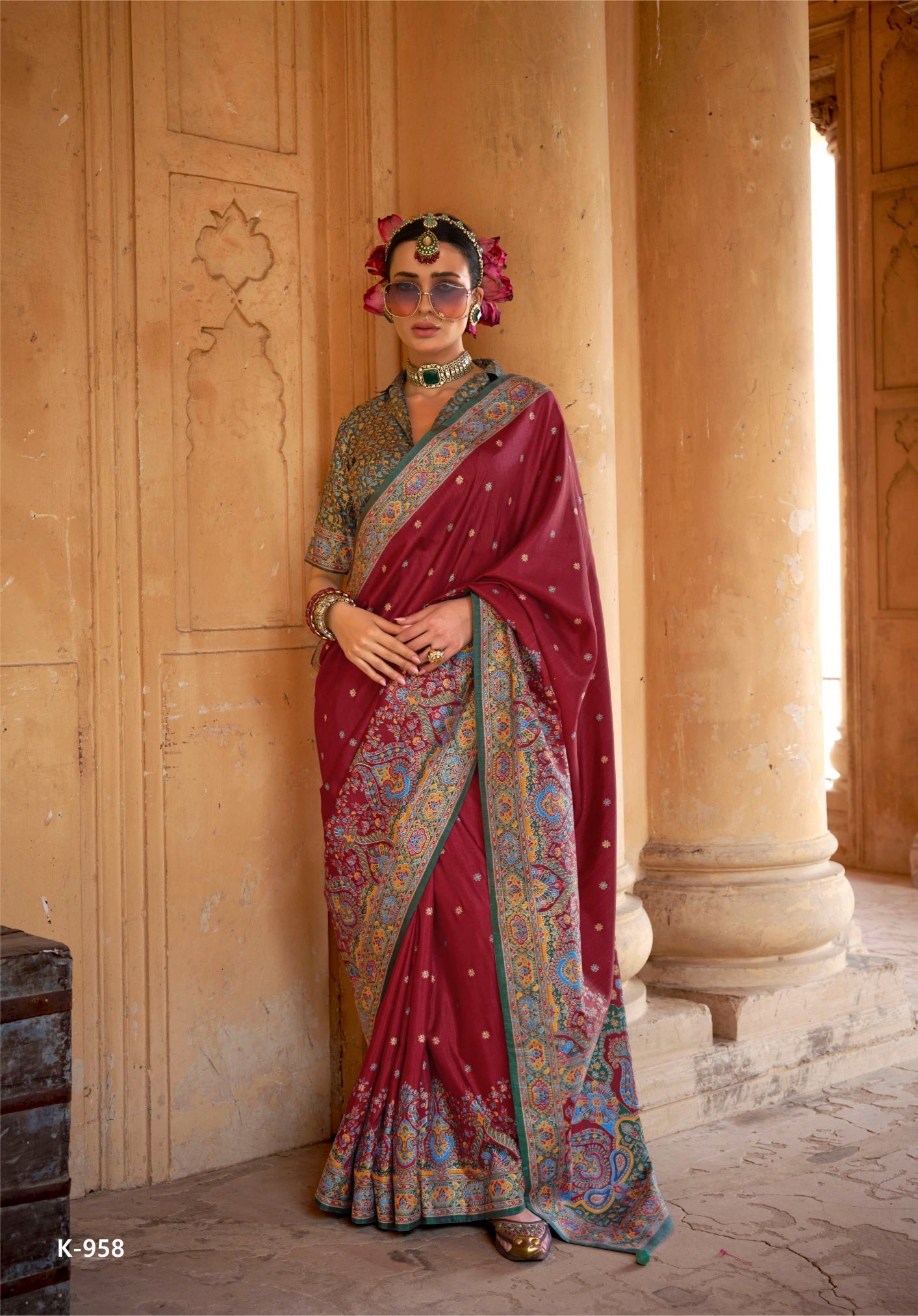 626009 हैवी जॉर्जेट डिजिटल प्रिंट साड़ी