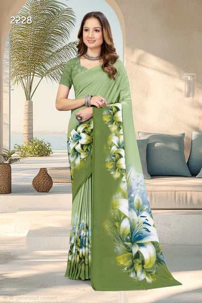 2228 Chitra Special Digital Print Georgette Crepe Saree
