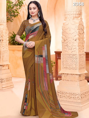 2358 Very Soft Georgette Flower Print Saree