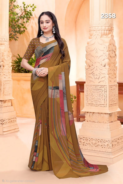 2358 Very Soft Georgette Flower Print Saree