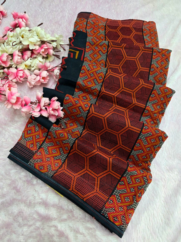 9525 Pure Tusser Silk Hand Made Designer Exclusive Saree