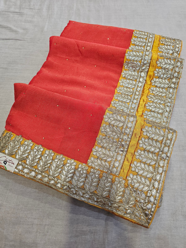 723001 Designer Fancy Laxmipati Gotapatti Work Saree with Premium Designer Blouse