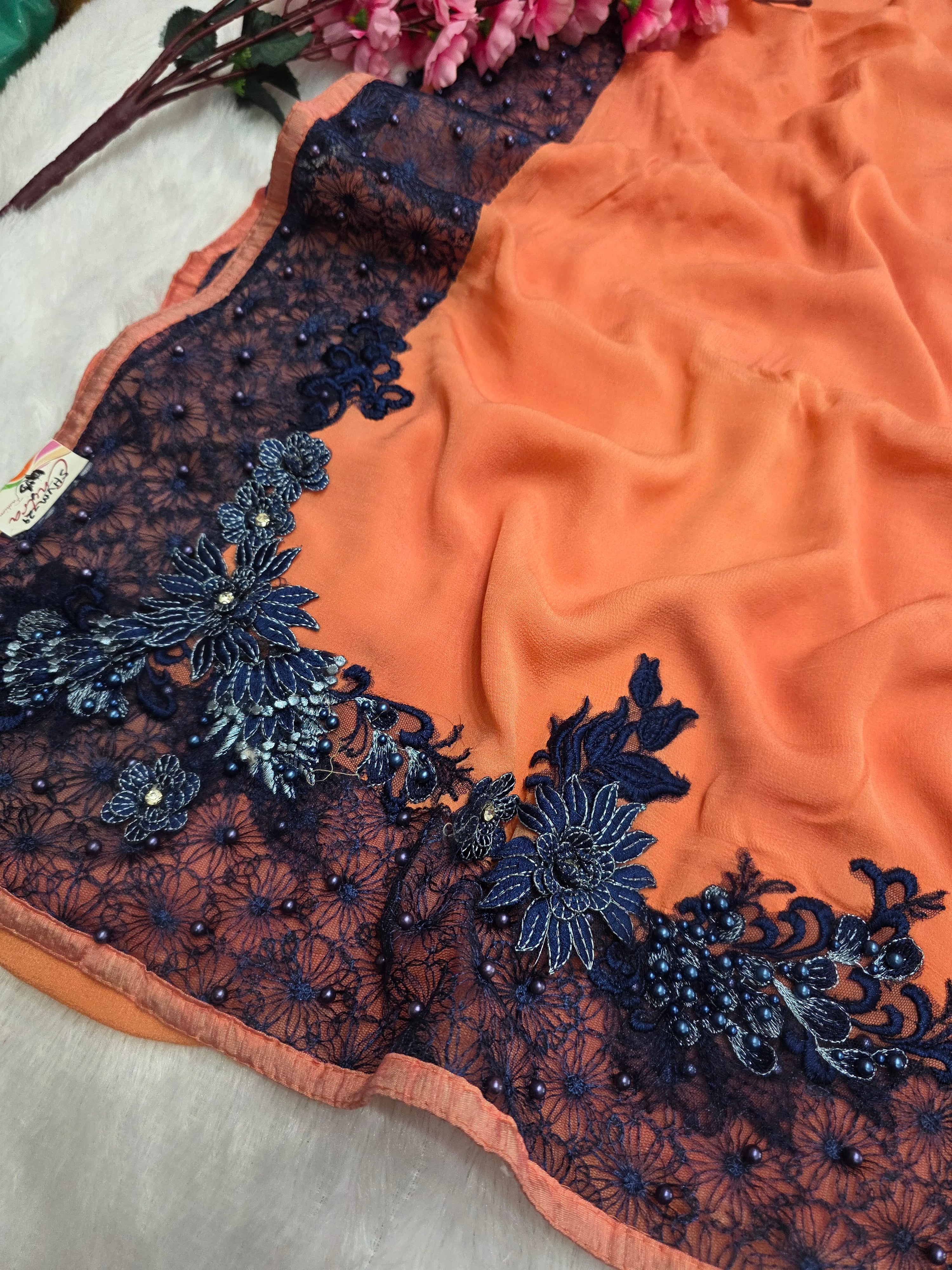 870014 Exclusive Fancy Saree with Designer Stitched Blouse C78010