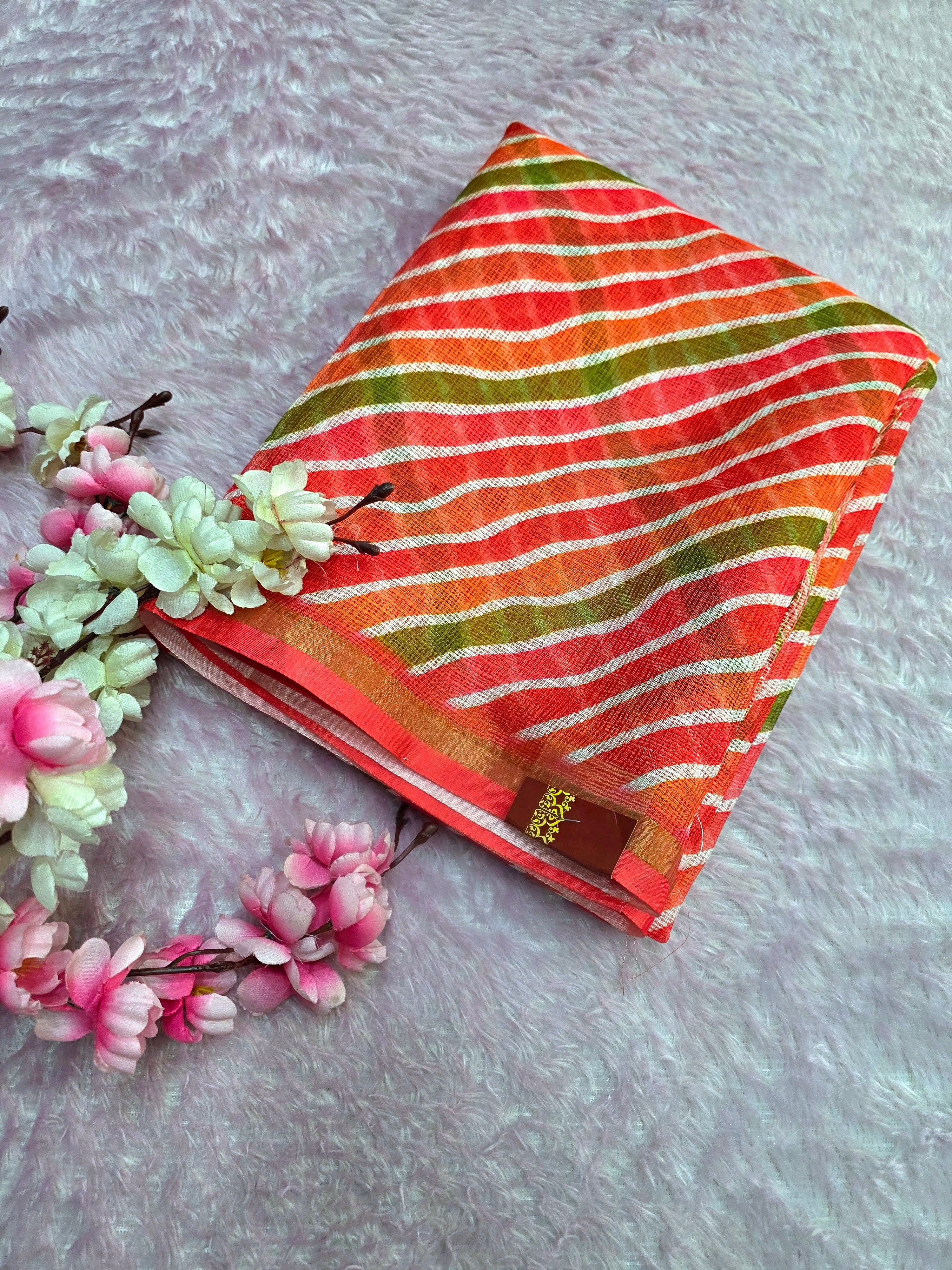 CA0828 Very Light Weight Kota Doria Silk Lehriya Saree