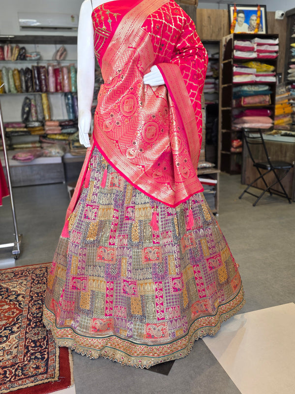 930003 Dola Silk Banarasi Weaving Unstitched Lehenga with Heavy Sequince Work Blouse & Dupatta