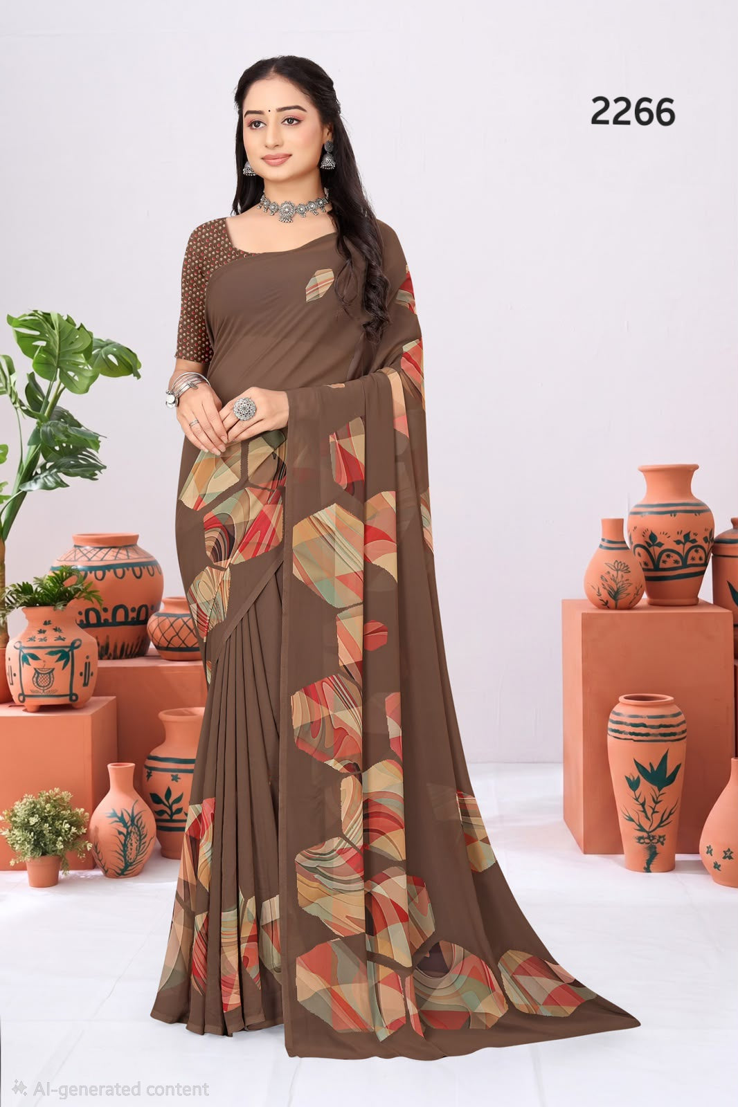 2266 Very Soft Georgette Flower Print Saree