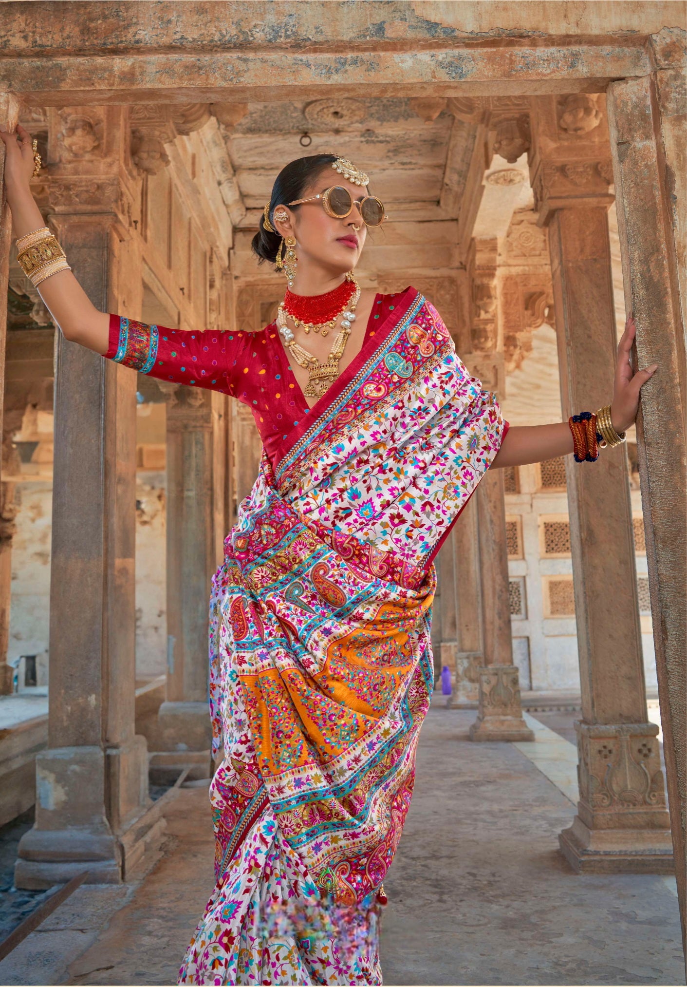 626009 हैवी जॉर्जेट डिजिटल प्रिंट साड़ी