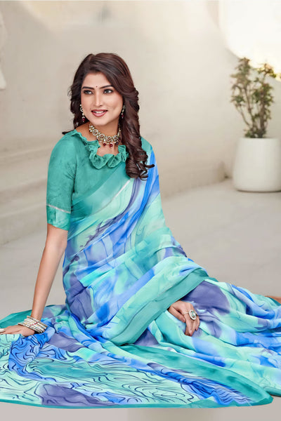 626009 हैवी जॉर्जेट डिजिटल प्रिंट साड़ी