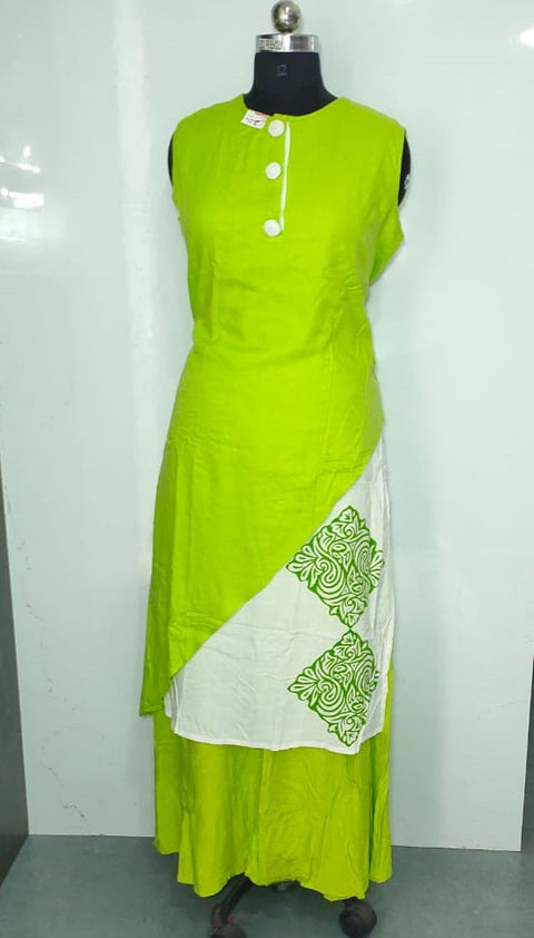 Parrot Green Skirt Kurti Set