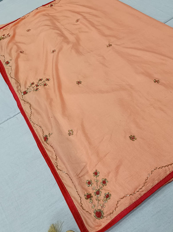 218008 Party Wear Saree - Peach