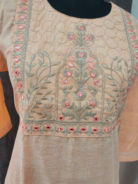 239001 Straight Kurti with zari embroidery