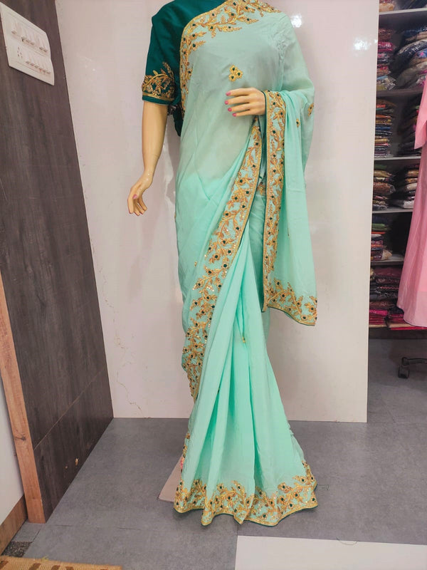 Designer Party Wear Pure Organza Silk Saree