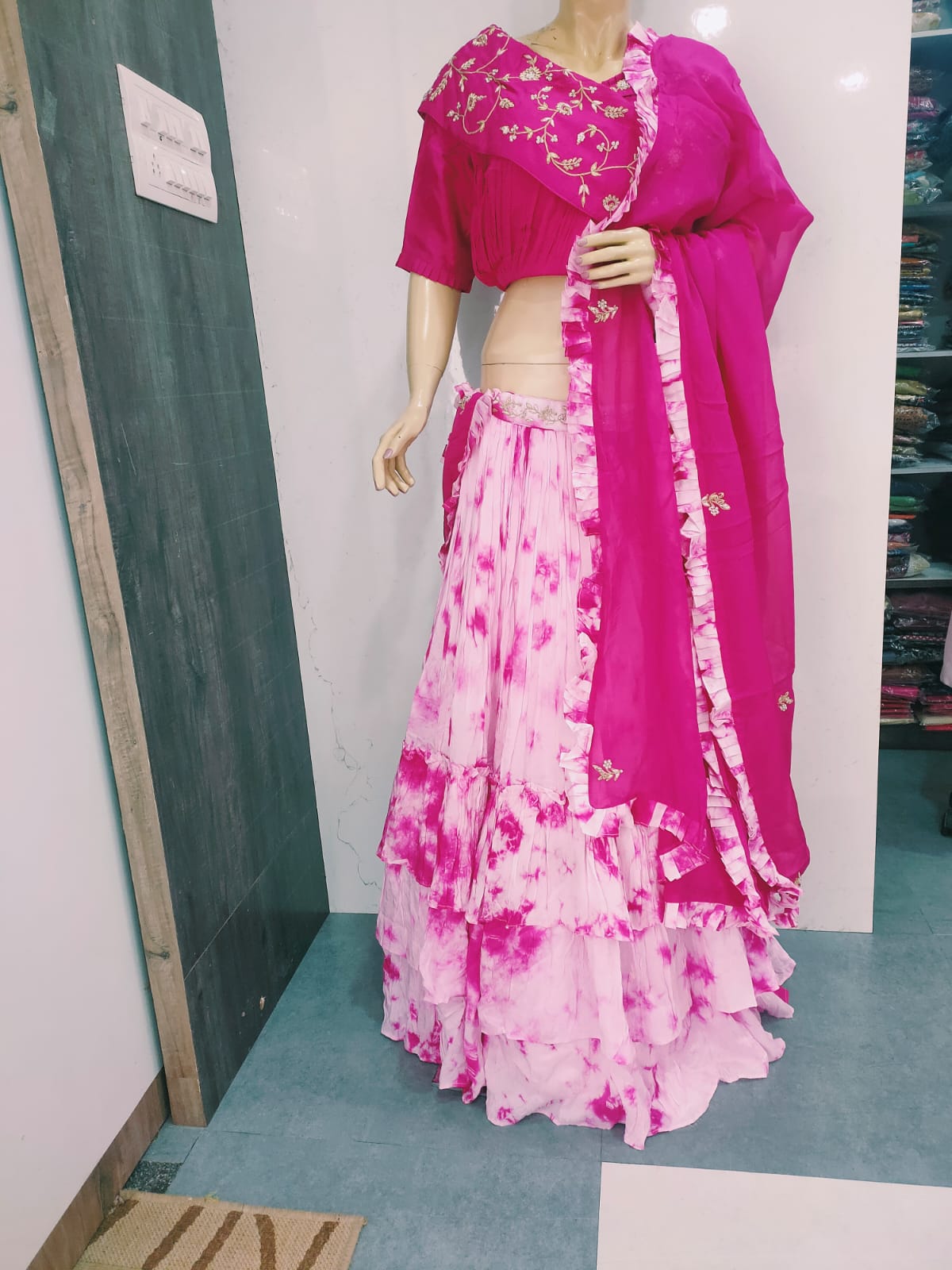 Designer Chinon Silk Lehenga Set