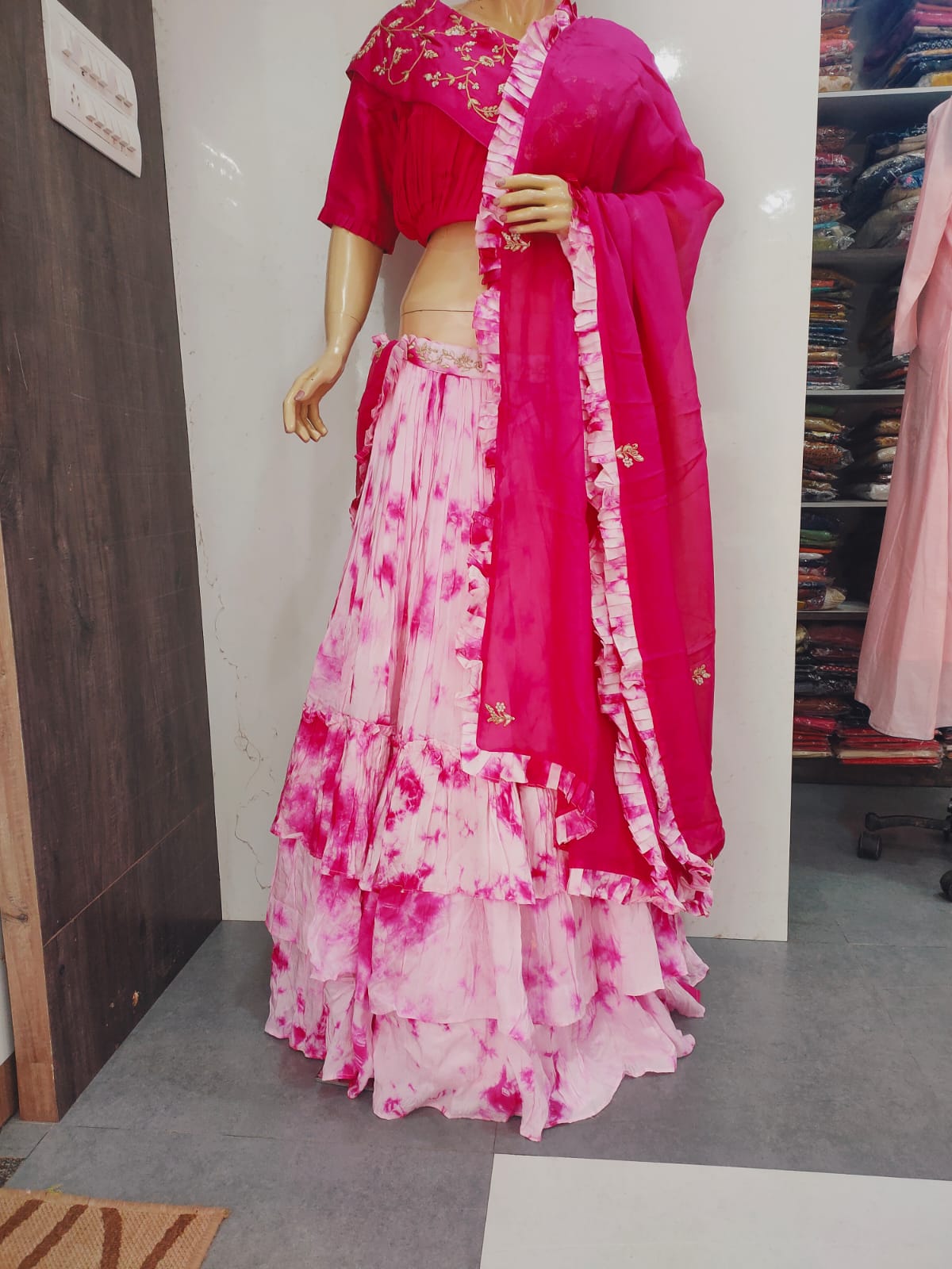 Designer Chinon Silk Lehenga Set