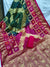 245002 Handmade Bandhani Silk Saree- Rani and greyish Green