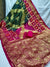 245002 Handmade Bandhani Silk Saree- Rani and greyish Green