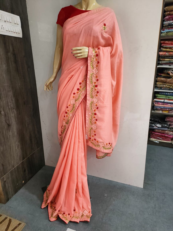 248008 Designer Fancy Saree- Peach