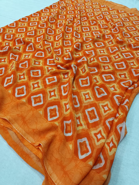 251004 Digital Print Saree - Orange