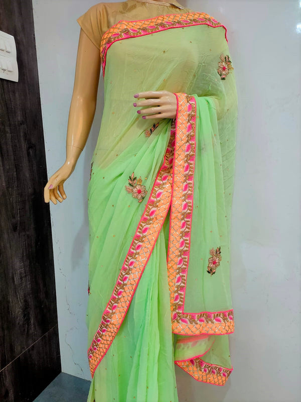 254009 Rajasthani Pure Georgette Saree