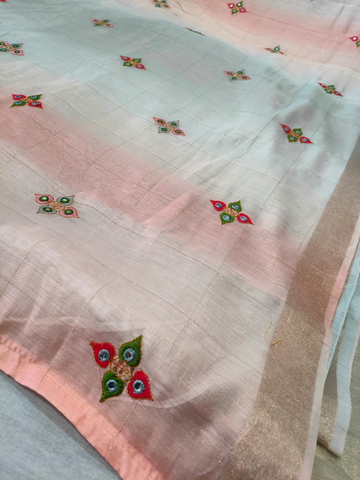 782009 Linen Saree With Zari Border And Work - Sky Blue (292004)