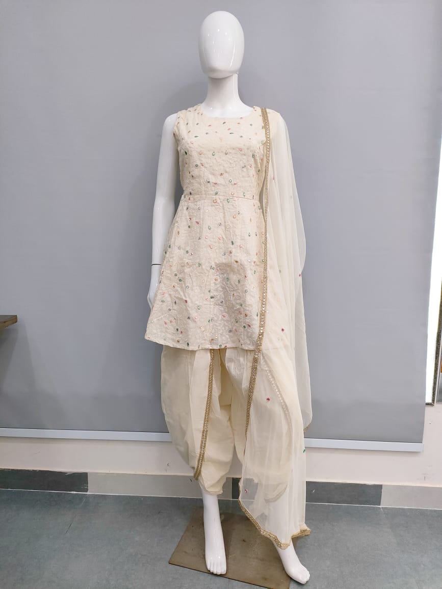 109008 Premium Designer Kurti with Dhoti and Dupatta