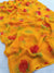 342007 Flower Print Saree - Yellow
