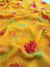 342007 Flower Print Saree - Yellow