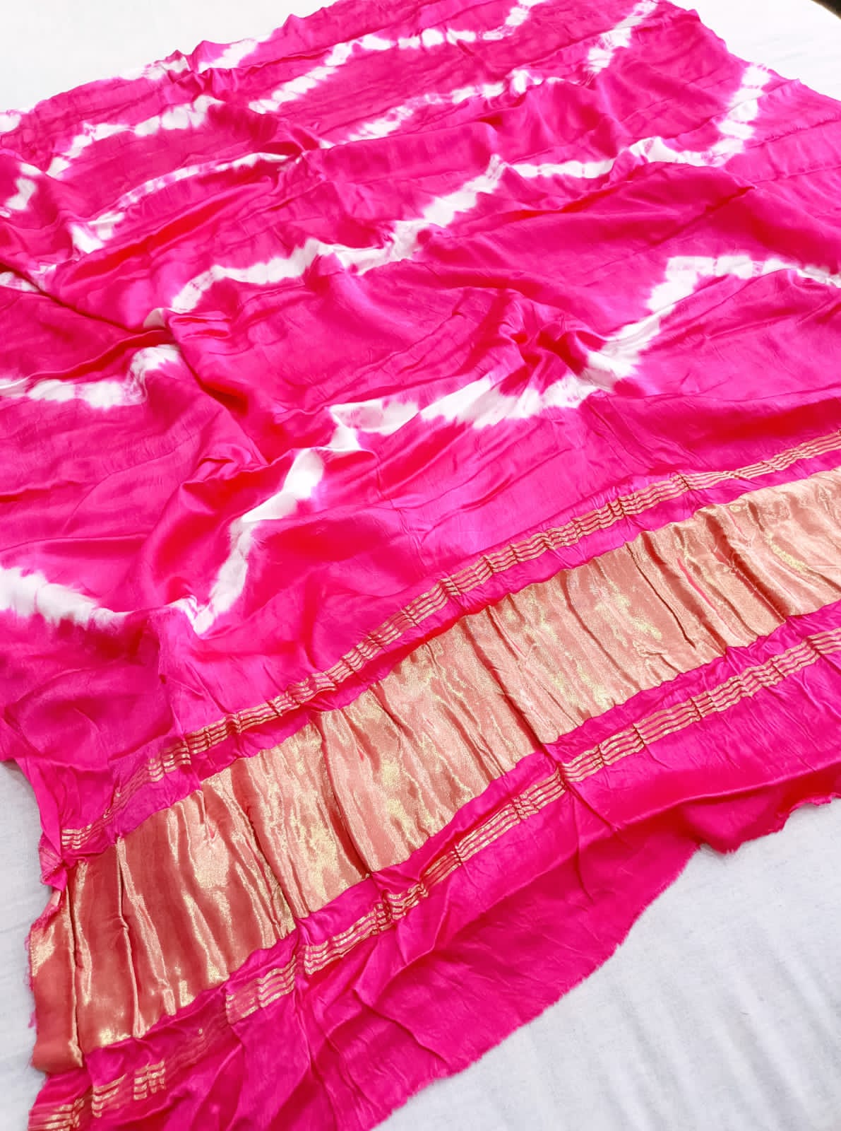 111002 Pure Gajji Silk Plain Dupatta - Pink