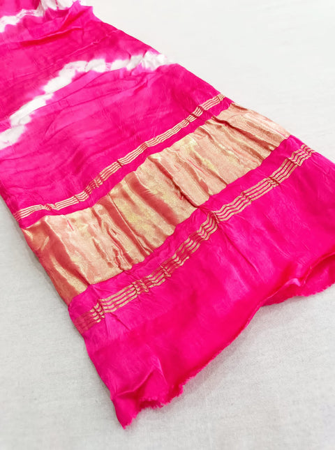 111002 Pure Gajji Silk Plain Dupatta - Pink