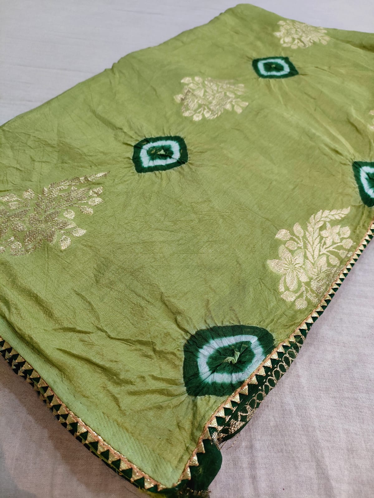 114005 Banarasi Bandhani Party Wear Saree - Green