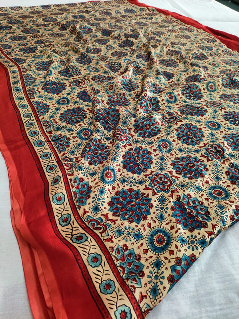 115010 Pure Modal Silk Ajrakh Saree