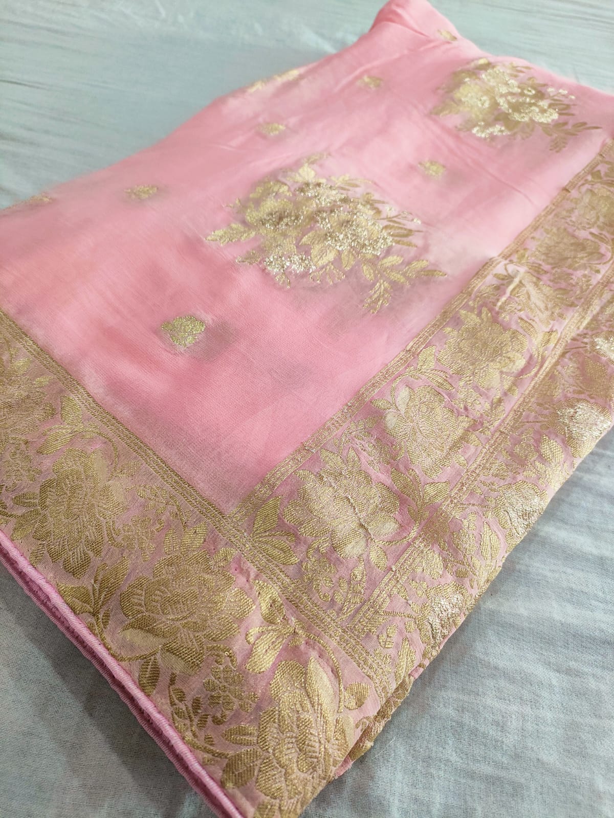 116005 Pure Georgette Weaving Saree - Pink