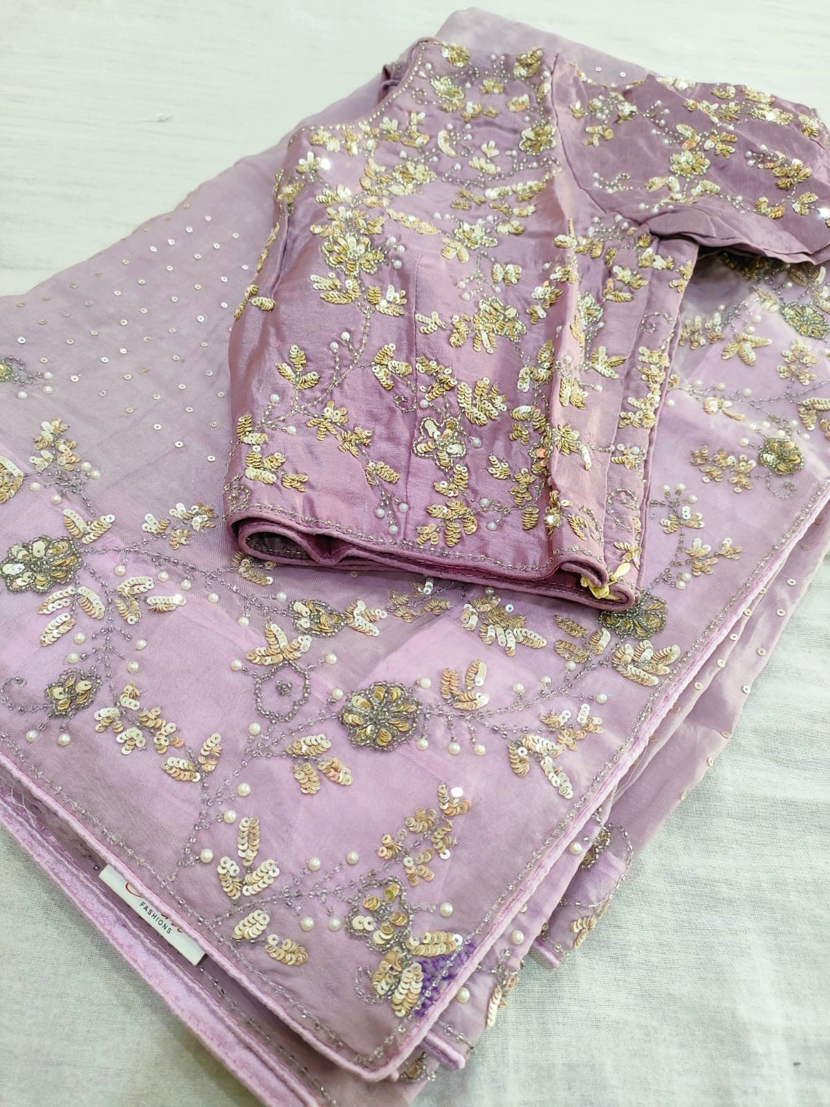 120001 Lavender Premium Designer Saree With Heavy Blouse