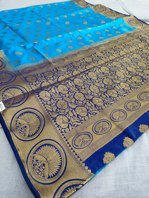 359004 Blue Silk Saree with Zari Weaving
