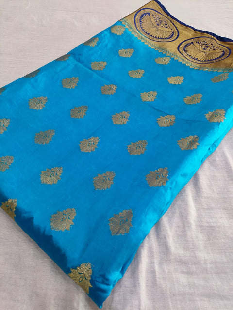 359004 Blue Silk Saree with Zari Weaving