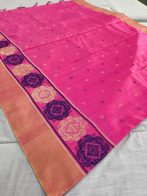 359001 Cotton Silk Saree - Pink