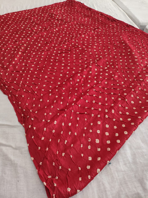143001 Modal Silk  Ajrakh Saree with Hand Bandhani - Red