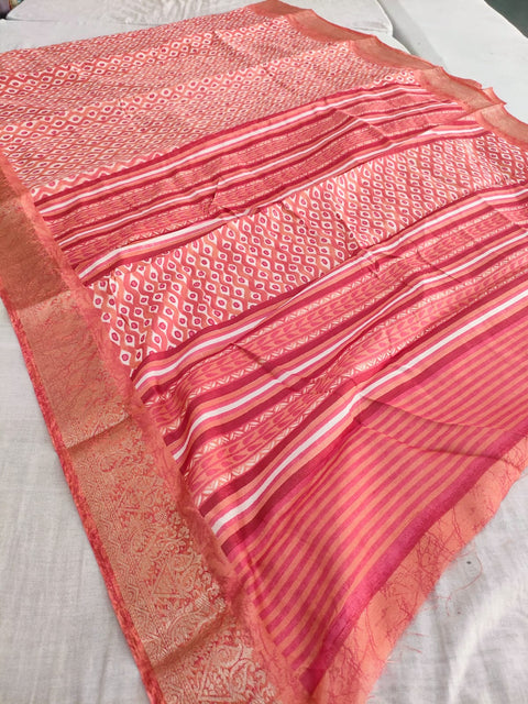 408003 Printed Fancy Saree With Zari Weaving Border